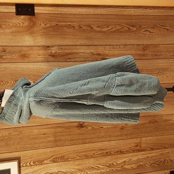 🦕POL Blue/Teal Balloon-Sleeve Chenille Hooded Sweater (Large)🦕 - Picture 6 of 13